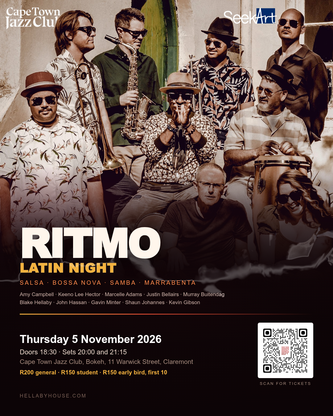 Ritmo, a ten-piece Latin band, at Cape Town Jazz Club on 5 November 2026.
