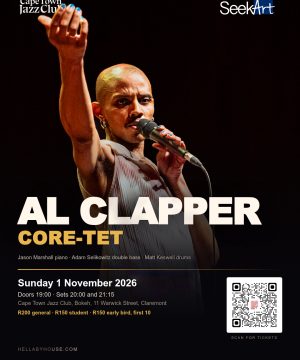 Vocalist Al Clapper and the Core-tet at Cape Town Jazz Club on 1 November 2026.