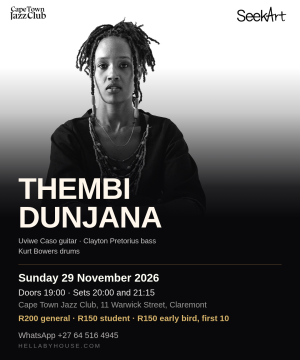 Thembi Dunjana, pianist and vocalist, at Cape Town Jazz Club on 29 November 2026.